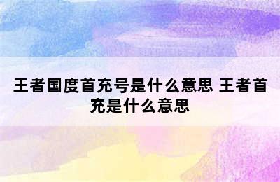 王者国度首充号是什么意思 王者首充是什么意思